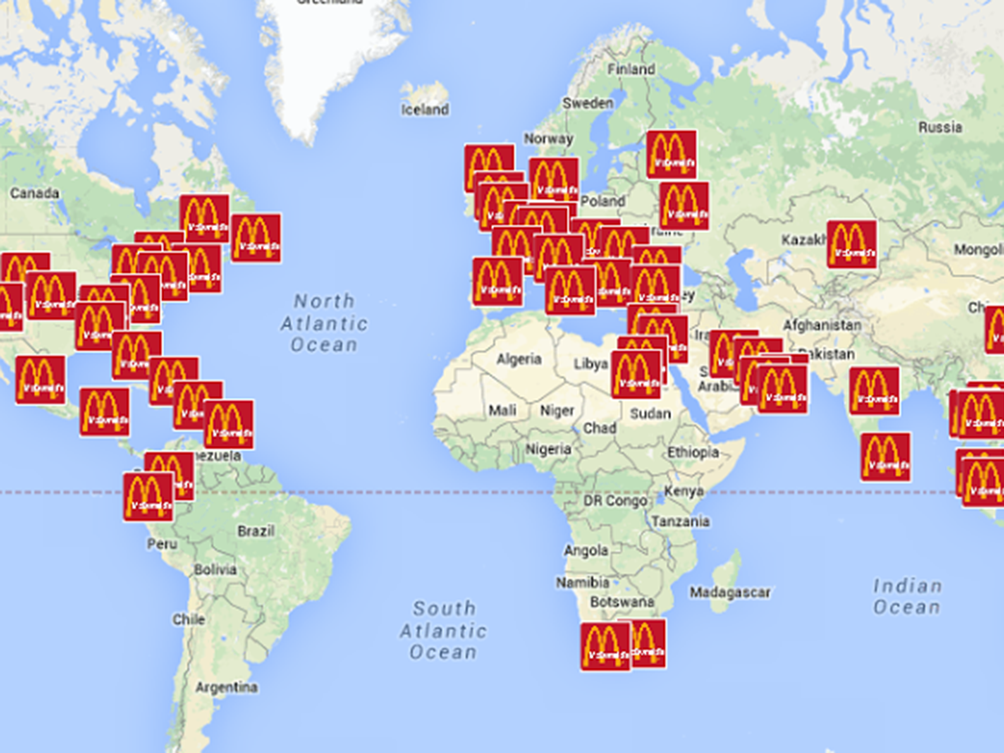 Map Of Mcdonald's Locations Worldwide